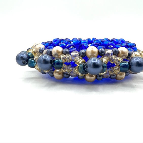 🌌✨”Midnight Star” Blue/Gold Kandi Cuff - Picture 4 of 5